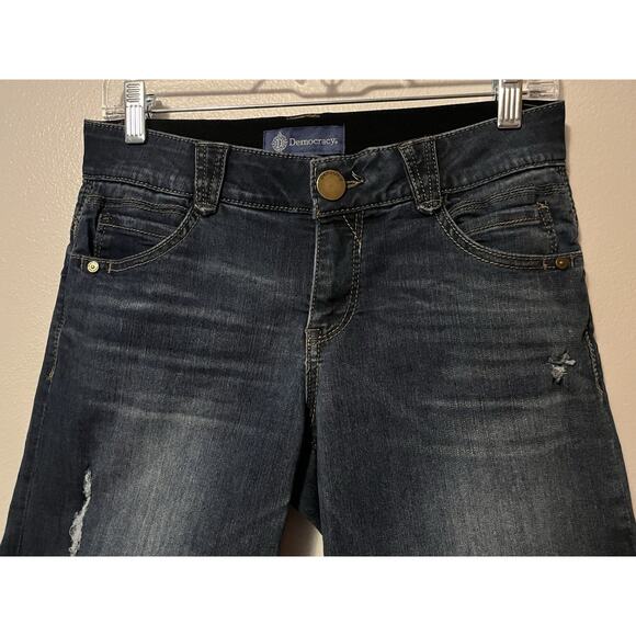 Democracy “Ab” Solution Denim Jean Shorts Stretch Women’s Size 4 Distressed - Picture 2 of 9